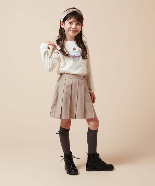 a.v.v（アーヴェヴェ）の「[120-130]【インパン付き】タックプリーツスカート（スカート・キッズ・ボルドー/ベージュ/ブラック・120/130）」の15枚目の写真