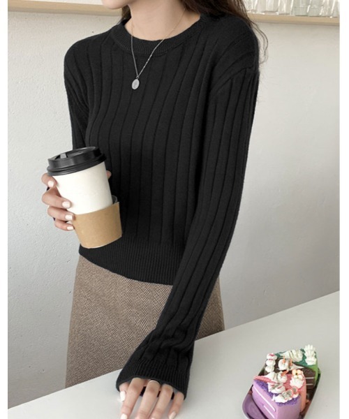 kirakiraShop（キラキラショップ）の「ワイド リブニット トップス（ニット/セーター・レディース・ホワイト/ブラウン/ブラック/杢グレー/ライトベージュ/ブルーグリーン/ピンク・FREE）」の19枚目の写真