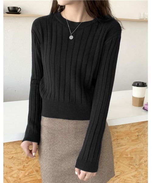 kirakiraShop（キラキラショップ）の「ワイド リブニット トップス（ニット/セーター・レディース・ホワイト/ブラウン/ブラック/杢グレー/ライトベージュ/ブルーグリーン/ピンク・FREE）」の18枚目の写真