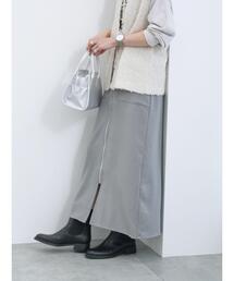 Samansa Mos2 blue | ◎フロントジップスカート(スカート)