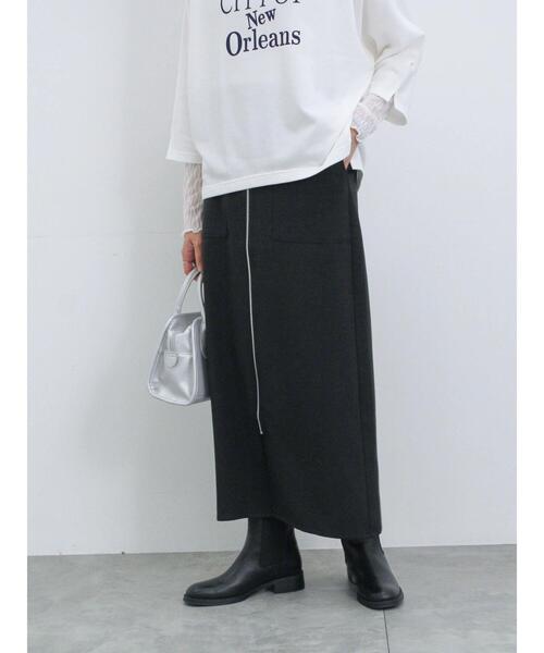 Samansa Mos2 blue（サマンサモスモスブルー）の「◎フロントジップスカート（スカート・レディース・キナリ/グレー/ブラック・F）」の10枚目の写真