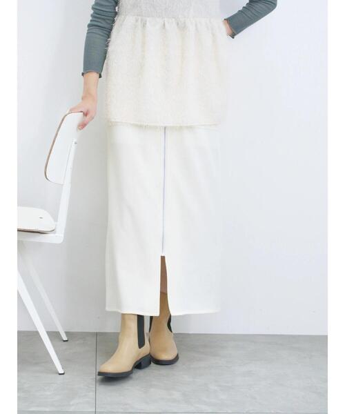 Samansa Mos2 blue（サマンサモスモスブルー）の「◎フロントジップスカート（スカート・レディース・キナリ/グレー/ブラック・F）」の14枚目の写真