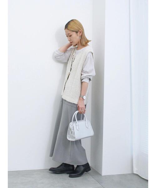 Samansa Mos2 blue（サマンサモスモスブルー）の「◎フロントジップスカート（スカート・レディース・キナリ/グレー/ブラック・F）」の21枚目の写真