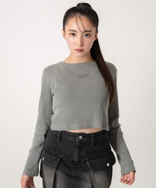 SHORT ROUND（ショートラウンド）の「SHORT ROUND/ショートロゴリブロンT（Tシャツ/カットソー・レディース・グレー/スミクロ・FREE）」の19枚目の写真