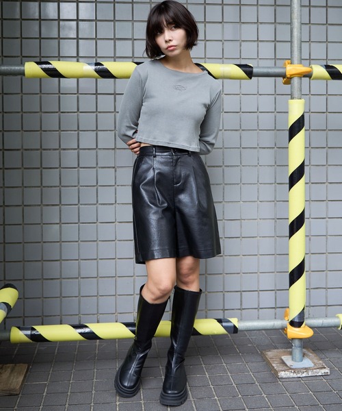 SHORT ROUND（ショートラウンド）の「SHORT ROUND/ショートロゴリブロンT（Tシャツ/カットソー・レディース・グレー/スミクロ・FREE）」の11枚目の写真