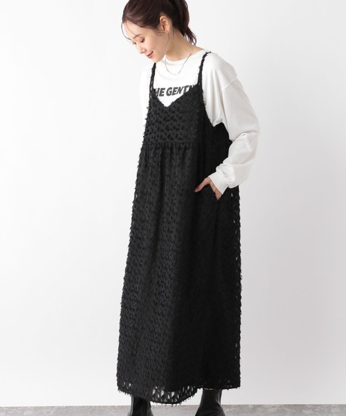 GLOBAL WORK(グローバルワーク)の「2WAYフェザーキャミワンピース/142306(ワンピース・レディース・チャコールグレー/ブラック・MEDIUM/LARGE)」の3枚目の写真