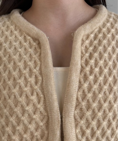 lawgy（ラウジー）の「reversible pattern front point knit / リバーシブルパターンフロントポイントニット（ニット/セーター・レディース・ブラウン/ヘザーグレー/クリーム・FREE）」の12枚目の写真