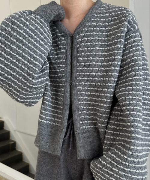 lawgy（ラウジー）の「reversible pattern front point knit / リバーシブルパターンフロントポイントニット（ニット/セーター・レディース・ブラウン/ヘザーグレー/クリーム・FREE）」の21枚目の写真