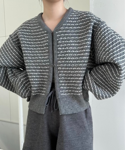 lawgy（ラウジー）の「reversible pattern front point knit / リバーシブルパターンフロントポイントニット（ニット/セーター・レディース・ブラウン/ヘザーグレー/クリーム・FREE）」の17枚目の写真