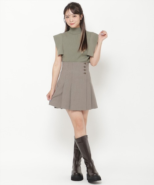 REDYAZEL（レディアゼル）の「ハイウエストタックチェックミニスカート（スカート・レディース・ブラック/ブラウン・MEDIUM/SMALL）」の8枚目の写真