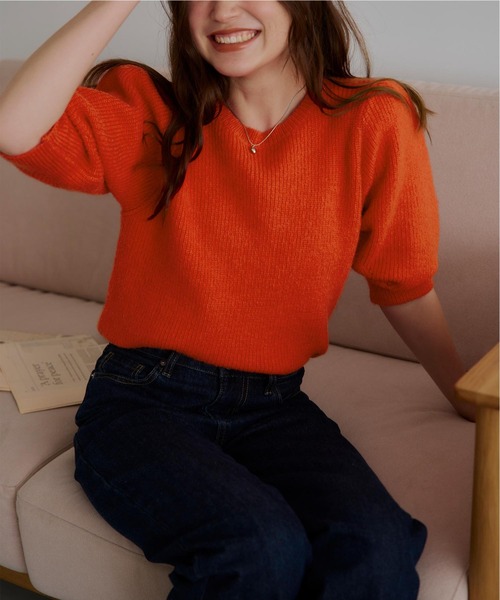 titivate(ティティベイト)の「パフスリーブふわっとニットトップス(ニット/セーター・レディース・ライトブルー/アイボリー/ブラック/オレンジ/ライトグレー・S/M)」の5枚目の写真