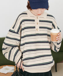 DISCOAT（ディスコート）の「【ユニセックス/WEB限定】マルチボーダーニットポロ（ニット/セーター・メンズ）」