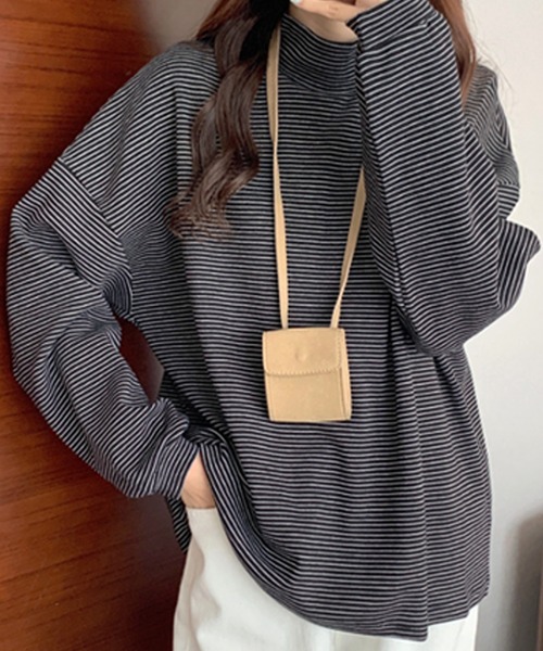 Amulet(アミュレット)の「ハイネックボーダーカットソー(Tシャツ/カットソー・レディース・ホワイト/ブラウン/ブラック・L/M)」の9枚目の写真