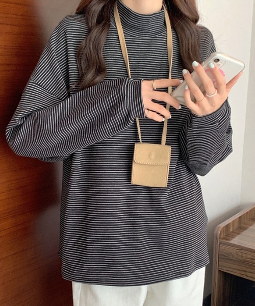 Amulet(アミュレット)の「ハイネックボーダーカットソー(Tシャツ/カットソー・レディース・ホワイト/ブラウン/ブラック・L/M)」の15枚目の写真