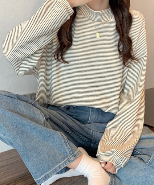 Amulet(アミュレット)の「ハイネックボーダーカットソー(Tシャツ/カットソー・レディース・ホワイト/ブラウン/ブラック・L/M)」の16枚目の写真