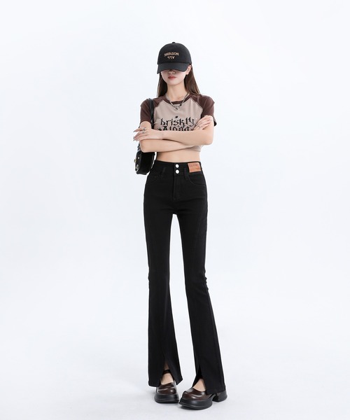 aimoha（アイモハ）の「【Aimoha】スリットマイクロフレアジーンズ（デニムパンツ・レディース・ブラック/ライトブルー/ブルー・LARGE/MEDIUM/SMALL）」の11枚目の写真