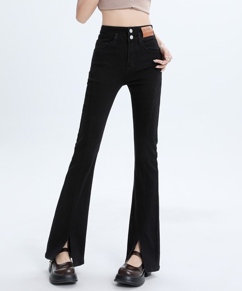 aimoha（アイモハ）の「【Aimoha】スリットマイクロフレアジーンズ（デニムパンツ・レディース・ブラック/ライトブルー/ブルー・LARGE/MEDIUM/SMALL）」の17枚目の写真