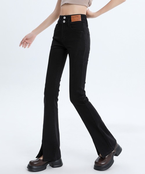 aimoha（アイモハ）の「【Aimoha】スリットマイクロフレアジーンズ（デニムパンツ・レディース・ブラック/ライトブルー/ブルー・LARGE/MEDIUM/SMALL）」の18枚目の写真