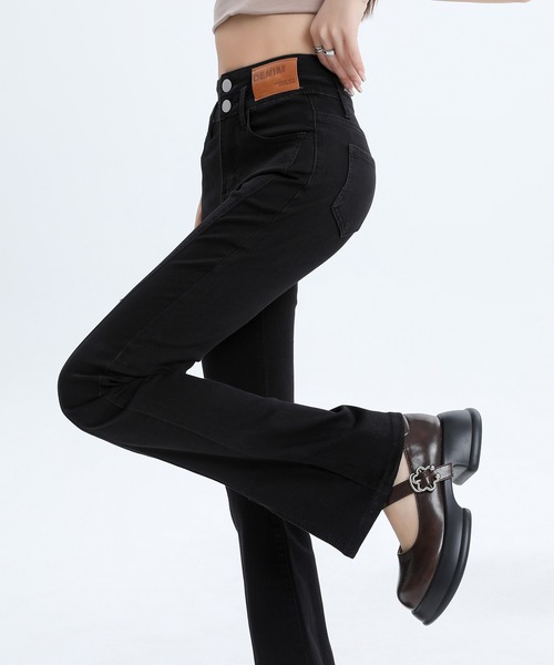 aimoha（アイモハ）の「【Aimoha】スリットマイクロフレアジーンズ（デニムパンツ・レディース・ブラック/ライトブルー/ブルー・LARGE/MEDIUM/SMALL）」の21枚目の写真