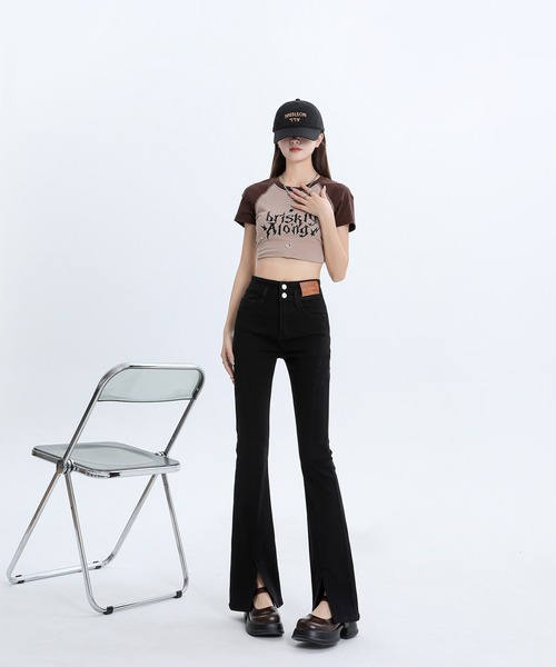 aimoha（アイモハ）の「【Aimoha】スリットマイクロフレアジーンズ（デニムパンツ・レディース・ブラック/ライトブルー/ブルー・LARGE/MEDIUM/SMALL）」の22枚目の写真