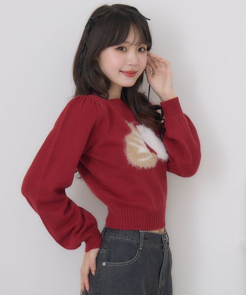 ems excite（エムズエキサイト）の「catジャガードNTPO（ニット/セーター・レディース・レッド/ナチュラル/ブルー・FREE）」の22枚目の写真