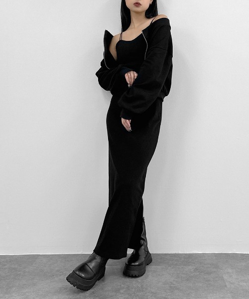 LVEU.(ラブユ.)の「【LVEU.】ダブルジップオフショルスウェット / トップス スウェット ストレッチ ダブルジップ オフショルダー 羽織 長袖 ブラック ホワイト(スウェット・レディース・ブラック/ホワイト・FREE)」の10枚目の写真