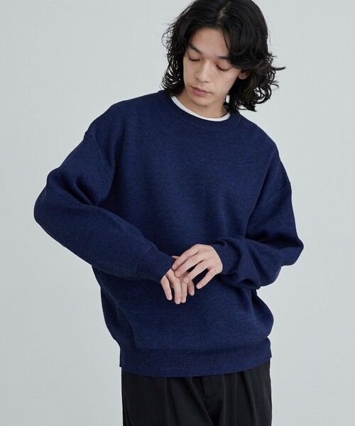 coen(コーエン)の「メランジクルーネックニット(ニット/セーター・メンズ・グレー/ベージュ/ロイヤルブルー・M/L/XL)」の3枚目の写真