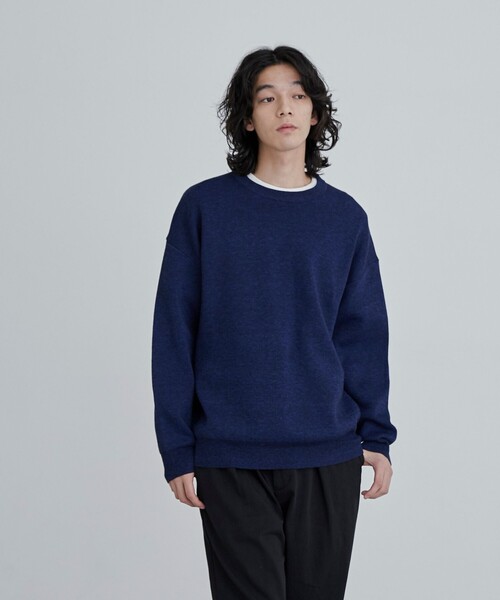 coen(コーエン)の「メランジクルーネックニット(ニット/セーター・メンズ・グレー/ベージュ/ロイヤルブルー・M/L/XL)」の6枚目の写真