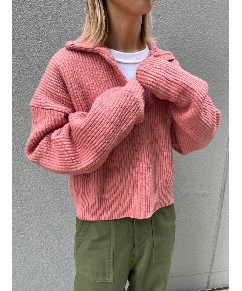 BLACK BY MOUSSY（ブラックバイマウジー）の「high neck aze knit tops(ハイネックアゼニットトップス)（ニット/セーター・レディース・トップグレー/ピンク/オフホワイト/ブラック・FREE）」の4枚目の写真