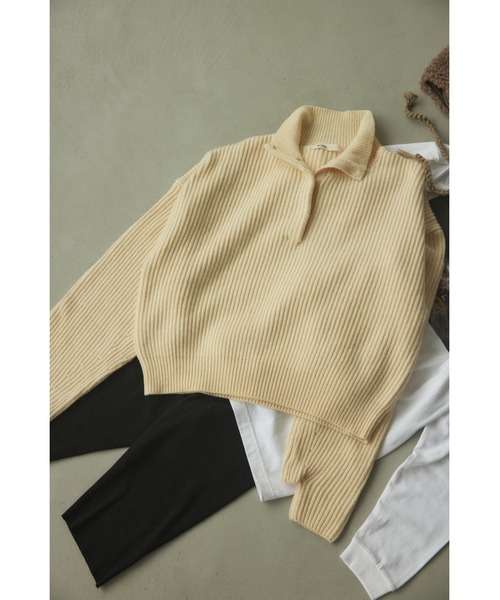 BLACK BY MOUSSY（ブラックバイマウジー）の「high neck aze knit tops(ハイネックアゼニットトップス)（ニット/セーター・レディース・トップグレー/ピンク/オフホワイト/ブラック・FREE）」の6枚目の写真