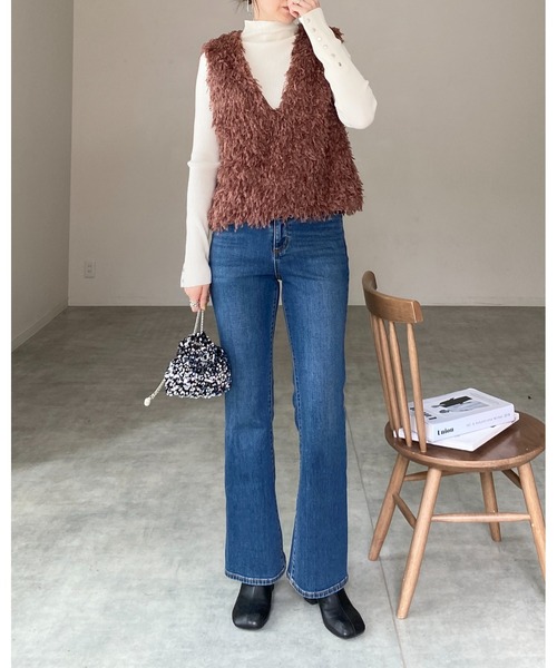 She's Closet(シーズクローゼット)の「長袖タイトハイネックリブ袖ボタンニットトップス(ニット/セーター・レディース・オレンジ/レッド/杢グレー/アイボリー/ブラック/マスタード/カーキ/ブラウン・FREE)」の22枚目の写真
