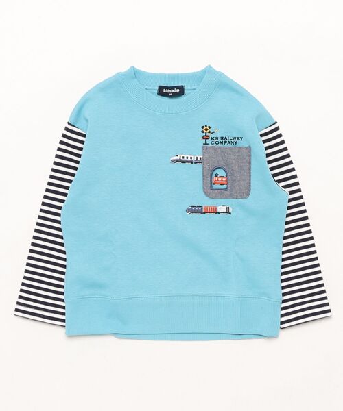 【セール】電車刺しゅう袖ボーダートレーナー（スウェット）｜kladskap（クレードスコープ） 5,082円