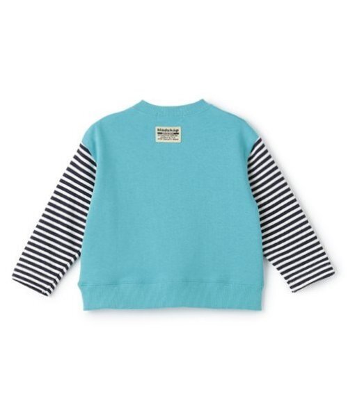 kladskap（クレードスコープ）の「電車刺しゅう袖ボーダートレーナー（スウェット・キッズ・ライトベージュ/ターコイズブルー/ブルー/ベージュ・80ｃｍ/90cm/100cm/110cm/120cm/130cm）」の6枚目の写真