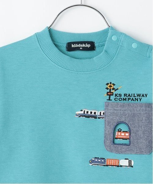 kladskap（クレードスコープ）の「電車刺しゅう袖ボーダートレーナー（スウェット・キッズ・ライトベージュ/ターコイズブルー/ブルー/ベージュ・80ｃｍ/90cm/100cm/110cm/120cm/130cm）」の7枚目の写真