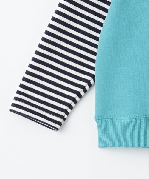 kladskap（クレードスコープ）の「電車刺しゅう袖ボーダートレーナー（スウェット・キッズ・ライトベージュ/ターコイズブルー/ブルー/ベージュ・80ｃｍ/90cm/100cm/110cm/120cm/130cm）」の9枚目の写真