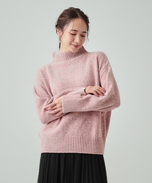 セール】肌触り柔らか ベロアモール モックネックニット（ニット