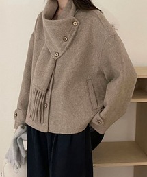 マフラー付きウールジャケット