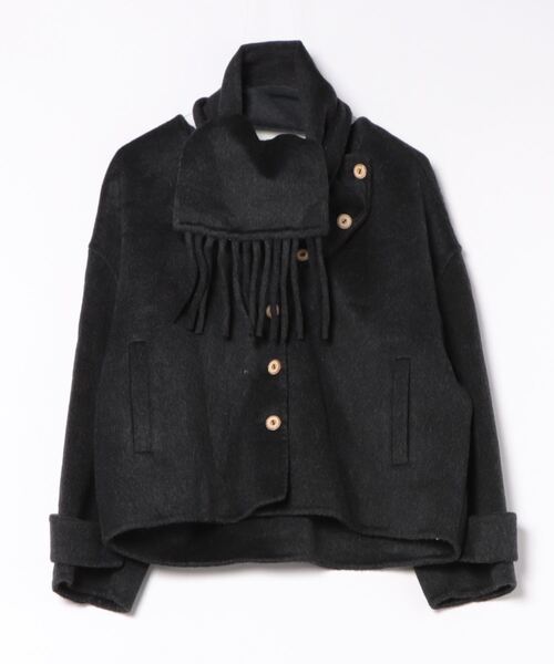 リミフゥ マフラー付きジャケット／黒 LIMI feu Autumn / Winter 2025-26 Collection