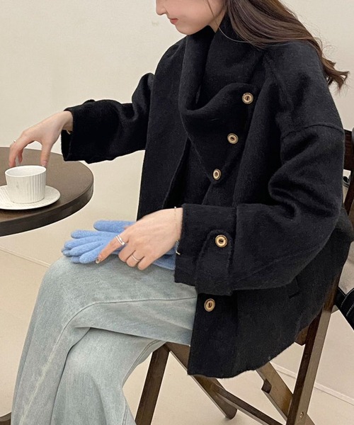 セール】マフラー付きウールジャケット（その他アウター）｜aimoha