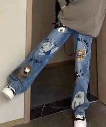 FUNALIVE | ABETTOR 11.5オンスペットワンチャンモチーフワイドストレートデニムパンツ(デニムパンツ)