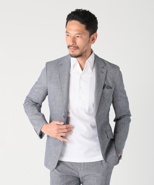 MEN'S BIGI(メンズビギ)の「〈イージーケア/吸水速乾〉COOL DOTS メランジプリントジャケット(テーラードジャケット・メンズ・ネイビー/グレー/ブルー/グリーン・01/02/03/04)」の9枚目の写真