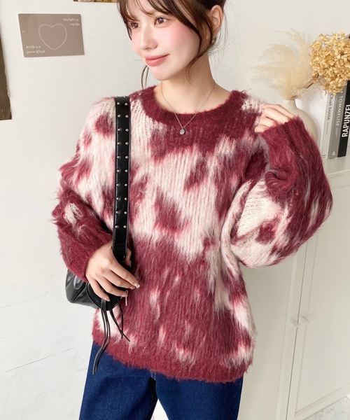 ジャガードニュアンス柄ニットプルオーバー（ニット/セーター