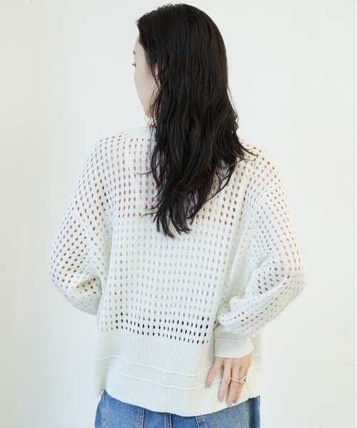 ポワ　メッシュダブルカーディガン Drawer - 新品poisポワdoublemeshCardigaダブルメッシュ
