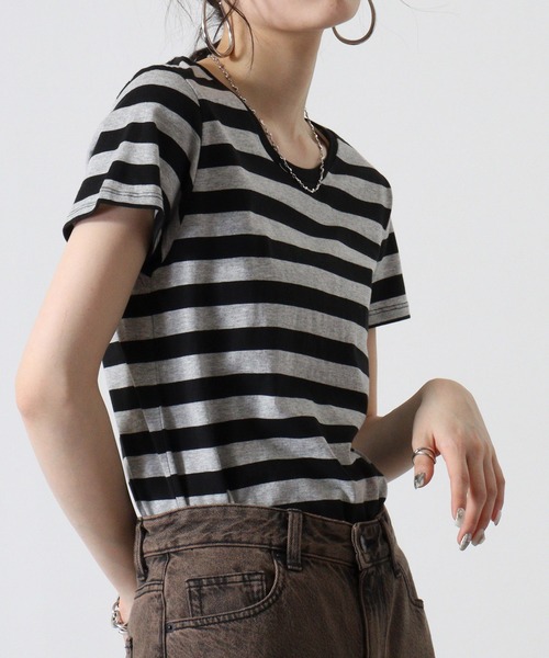 TRUSS(トラス)の「TRUSS ウィメンズボーダーTシャツ(Tシャツ/カットソー・レディース・グレー系/ホワイト系/ホワイト×ブラック/ホワイト×ネイビー・XS)」の19枚目の写真
