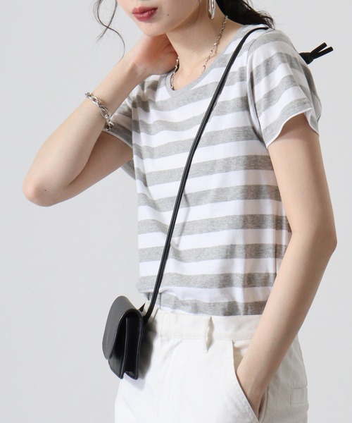 TRUSS(トラス)の「TRUSS ウィメンズボーダーTシャツ(Tシャツ/カットソー・レディース・グレー系/ホワイト系/ホワイト×ブラック/ホワイト×ネイビー・XS)」の13枚目の写真