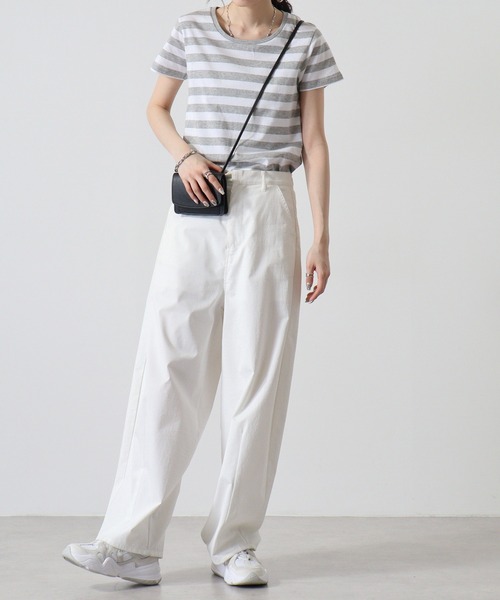 TRUSS(トラス)の「TRUSS ウィメンズボーダーTシャツ(Tシャツ/カットソー・レディース・グレー系/ホワイト系/ホワイト×ブラック/ホワイト×ネイビー・XS)」の16枚目の写真