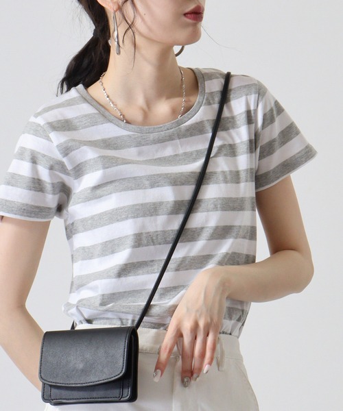 TRUSS(トラス)の「TRUSS ウィメンズボーダーTシャツ(Tシャツ/カットソー・レディース・グレー系/ホワイト系/ホワイト×ブラック/ホワイト×ネイビー・XS)」の15枚目の写真