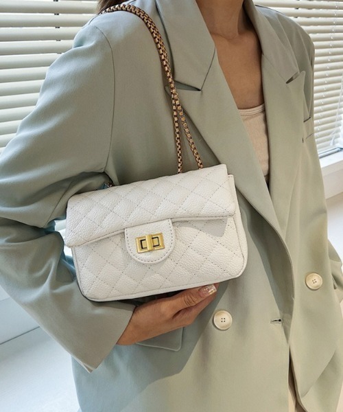 L LABEL（エルラベル）の「キルティングショルダーフラップバッグ（ショルダーバッグ・レディース・ピンク/ホワイト/ブラック/ベージュ・FREE）」の11枚目の写真