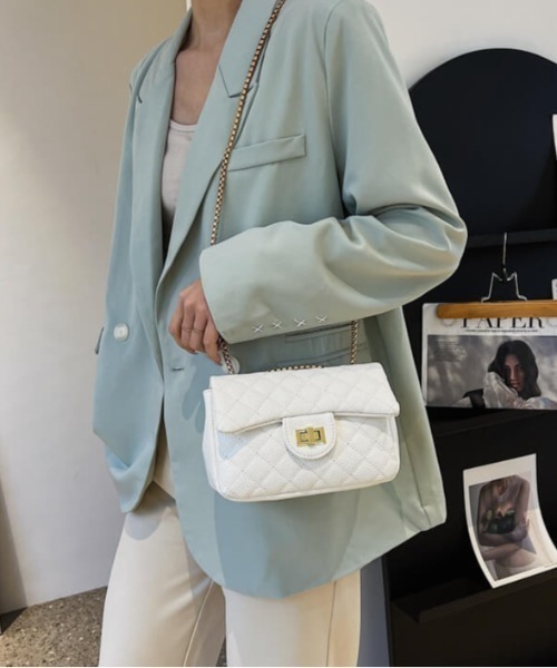L LABEL（エルラベル）の「キルティングショルダーフラップバッグ（ショルダーバッグ・レディース・ピンク/ホワイト/ブラック/ベージュ・FREE）」の9枚目の写真