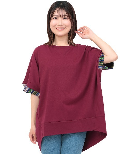 チチカカ(チチカカ)の「ドルマンコクーンジャカードプルオーバー(Tシャツ/カットソー・レディース・ボルドー/ブラック/ベージュ/グレー・FREE)」の10枚目の写真